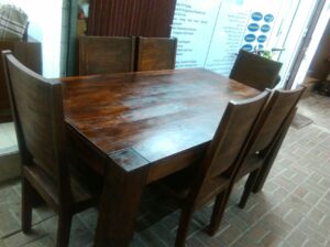 USED SIX CHAIRS WOODEN DINING TABLE FOR SALE