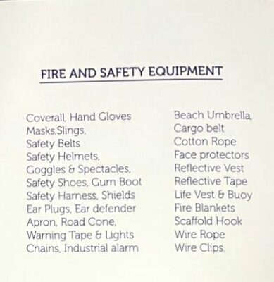 FIRE AND SAFETY EQUIPMENTS FOR SALE
