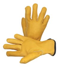 Leather Work Gloves Flex Grip Tough Cowhide Gardening Glove for Wood Cutting/Construction/Truck Driving/Garden/Yard Working for Men and Women 1 Pair