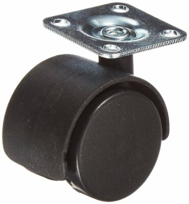 FURNITURE CASTER WHEEL PVC BLACK WITH PLATE WITHOUT BRAKE 1.1/2″