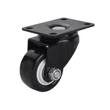 FURNITURE CASTER WHEEL PVC BLACK WITH PLATE WITHOUT BRAKE 1.1/2″
