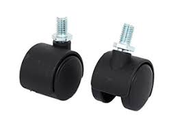 FURNITURE CASTER WHEEL PVC BLACK WITH THREAD WITHOUT BRAKE 1.1/2″