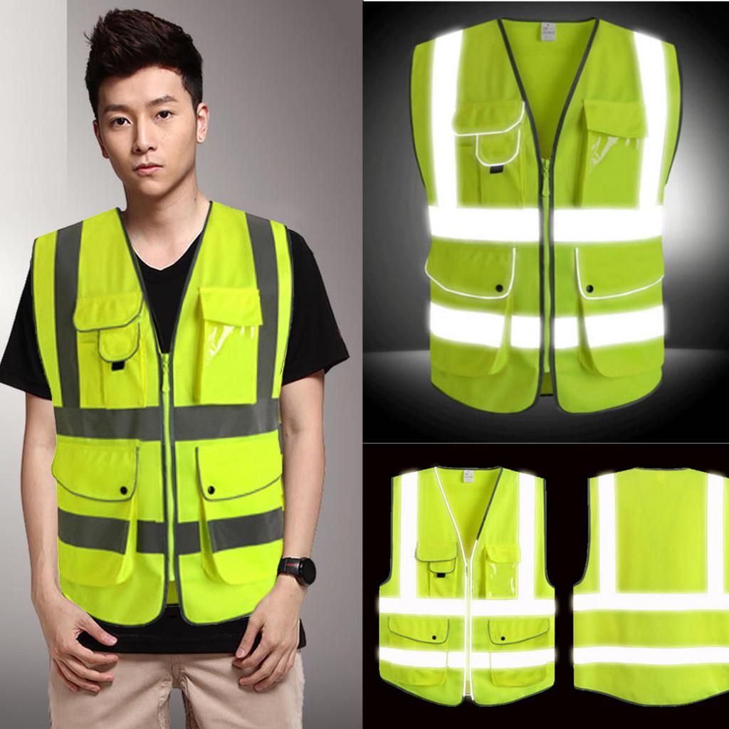 FABRIC VEST REFLECTIVE WITH 4 POCKETS YELLOW - 800buildingmaterials ...