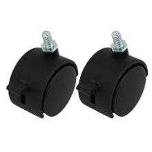 FURNITURE CASTER WHEEL PVC BLACK WITH THREAD (8MM) WITH BRAKE