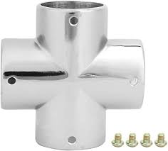 PIPE CONNECTOR 4 WAY CROSS CHROME FINISH 25MM
