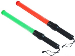 Rechargeable Traffic Safety Baton With Torch Light Road Safety Control Baton with Red Steady, Red Blinking, Green Steady – Pack of 2