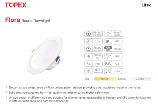 LITEX FLORA ROUND LED DOWN LIGHT DL30/ LTX