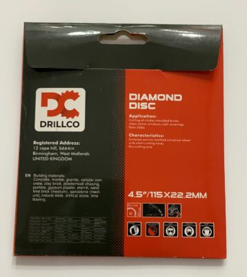DRILLCO HEAVY DIAMOND DISC SEGMENTED 4.5″ DCPS115