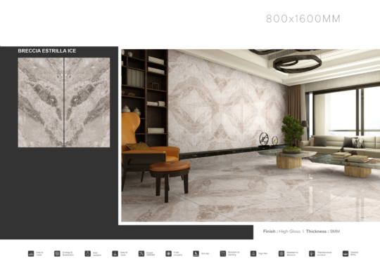 HIGH GLOSSY BOOK MATCH PORCELAIN TILE SIZE 80CM X 160 CM THICKNESS 9 MM