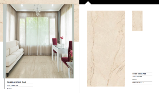HIGH GLOSSY BOOKMTCH PORCELAIN TILE SIZE 120 CM X 240 CM THICKNESS 9 MM