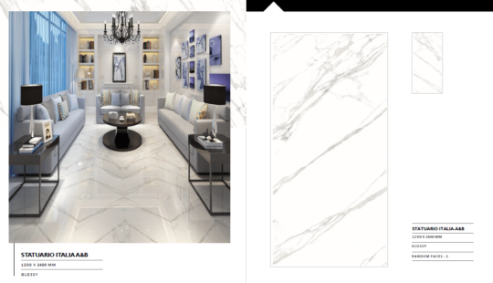 HIGH GLOSSY BOOKMTCH PORCELAIN TILE SIZE 120 CM X 240 CM THICKNESS 9 MM