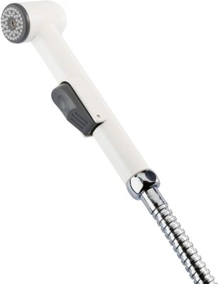 KISTENMACHER Shattaf Toilet Spray CLASSIC, white colour, Set with bidet handle, 100 cm flexible hose and wall holder