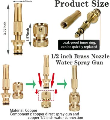 NOZZLE BRASS NOZZLE 4″ w/WASHER AND PISTOL GRIP (1×100)