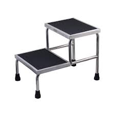Double Step Stool ,Foot Stool, Folding, Stainless Steel, Silver and Black