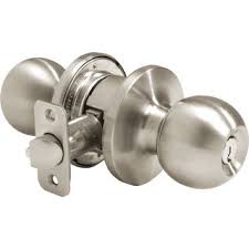Yale Round Brass Door lock with 3 keys (Standard, Silver Satin)