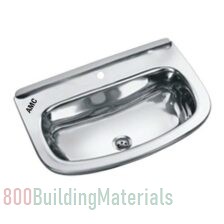 AMC Wall Mounted Stainless Steel Wash Basin, For Bathroom, D Shape