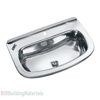 AMC Wall Mounted Stainless Steel Wash Basin, For Bathroom, D Shape