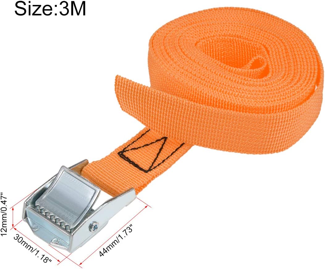 uxcell Cam Buckle Tie Down Lashing Strap 3Mx25mm 250Kg Load Cap Polypropylene for Moving Cargo