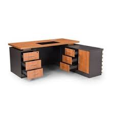 Wooden L Shape Office Executive Table, Brown