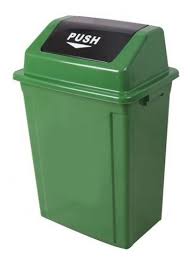 Push Lid Garbage Bin, Plastic, 60 Ltrs, Green