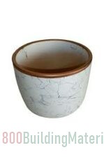 Glazed Ceramic Pot Brown/White Large 56cm Dia