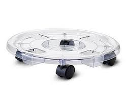 Round Wheels Pot Tray Easy Moving Plant Pot Tray Garden Plate Plastic Transparent Stand