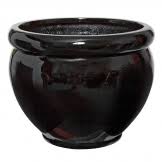 Ceramic Pot Paint Coated Black Round Garden Pot