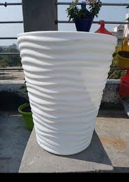 AC Planter – White Linear Conical Fiber Pot