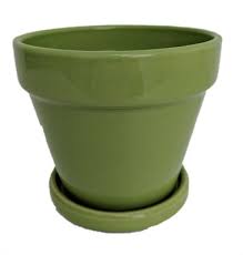 Ceramic Pot with attached Saucer