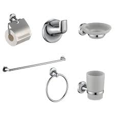 Milano Wall Mounted Bathroom Accessories Set, Selly, Zinc, Chrome Finish, 6 Pcs/Set