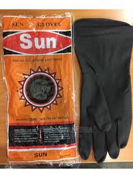 Sun Industrial Black Rubber Hand Glove Per Dozen