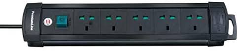 Brennenstuhl Extension Socket, 1156007155, 13A, 5 Way, 5 Mtrs Cable Length, Black
