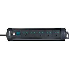 Brennenstuhl Extension Socket, 1156007155, 13A, 5 Way, 5 Mtrs Cable Length, Black
