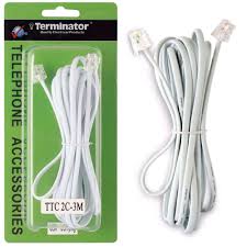 Terminator Telephone Extension Cord, 3 Mtrs, White