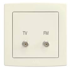Abb F Type TV and FM Socket Outlet, AC312-82, Concept BS, Thermoplastic, Ivory White