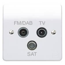 Mk TV/FM And SAT Socket Outlet, K3553WHI, Logic Plus, 1 Gang, 86 x 86MM, White