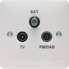 Mk TV/FM And SAT Socket Outlet, K3553WHI, Logic Plus, 1 Gang, 86 x 86MM, White