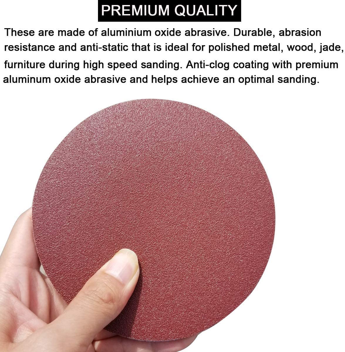 Apple Abrasives Sand Disc 5 Inch 100 pcs Assorted Grits Hook and Loop Adhesive Discs Sandpaper for Random Orbital Sander Pads, with Different Grits