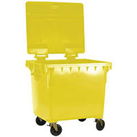 Brooks Outdoor Waste Bin With 4 Wheels, BKS-WB-396, HDPE, 1100 Ltrs, Yellow