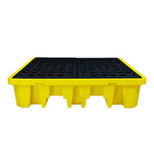 Sai-U, 4 Drum Spill Containment Pallet, DP004H, 1300MM Length x 1300MM Width, 260 Ltrs Capacity, Yellow