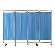 DP Metallic Three Folds Ward Screen, FWC-175122-3, Stainless Steel/PVC, 175CM Height x 184CM Width, Silver/Blue