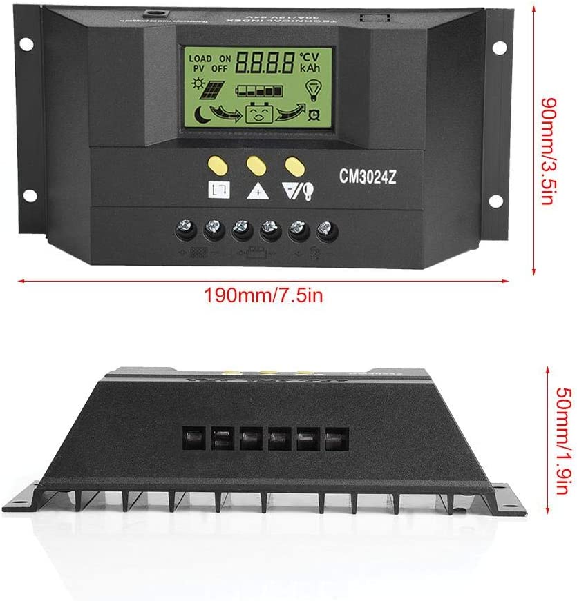 Solar Panel Charge Controller Regulator Parameter Adjustable LCD Display Overload Protection with Manual