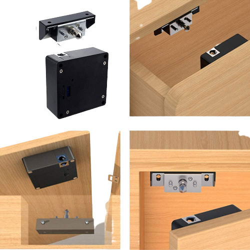 Electronic Cabinet Lock with Slide Latch Lock for Double Door Cabinet Drawer Wooden Cupboard