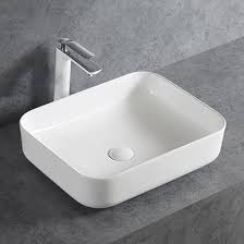 ITALCO Glossy Latest Ceramic Glossy finish Countertop Tabletop Bathroom Sink Wash Basin ( White, 18 x 12.5 x 5 inch)