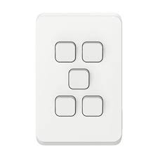 Clipsal Iconic Switch Plate Skin 5 Gang, Horizontal/Vertical Mount Item Number: 3045C-VW