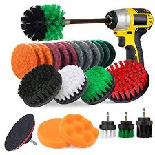 Drill Brush Attachments Set22 Pack, Scrub Pads & Sponge, Power Scrubber Brush with Extend Long Attachment All Purpose Cleaning Kit for Grout Tiles