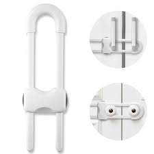 U-Shaped Sliding Cabinet Locks – 6 Pack ,Latches for Home Cabinets Cupboard Fridge Doors Windows Knobs and Handles (White)