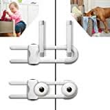 U-Shaped Sliding Cabinet Locks – 6 Pack ,Latches for Home Cabinets Cupboard Fridge Doors Windows Knobs and Handles (White)