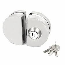 Semi Circle Glass Door Lock with 3 Brass Wave Keys