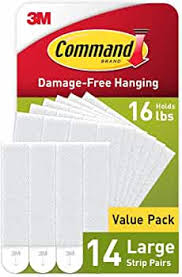 Command Large Picture Hanging Strips, White, Holds Up To 16 Lbs, 14-Pairs, Easy To Open Packaging